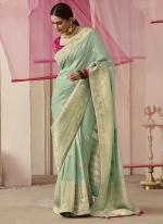 Dola Silk Light Blue Wedding Wear Weaving Saree